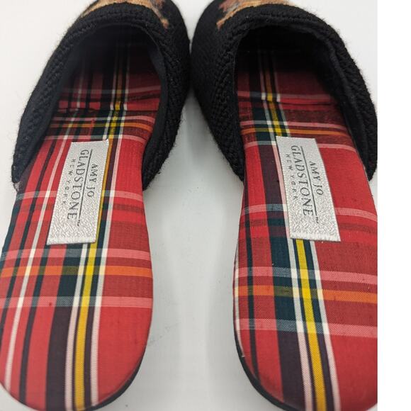 Vintage Amy Jo Gladstone NY Woven Wool Needle Point Yellow Lab Mules Large NWOB - Picture 9 of 10